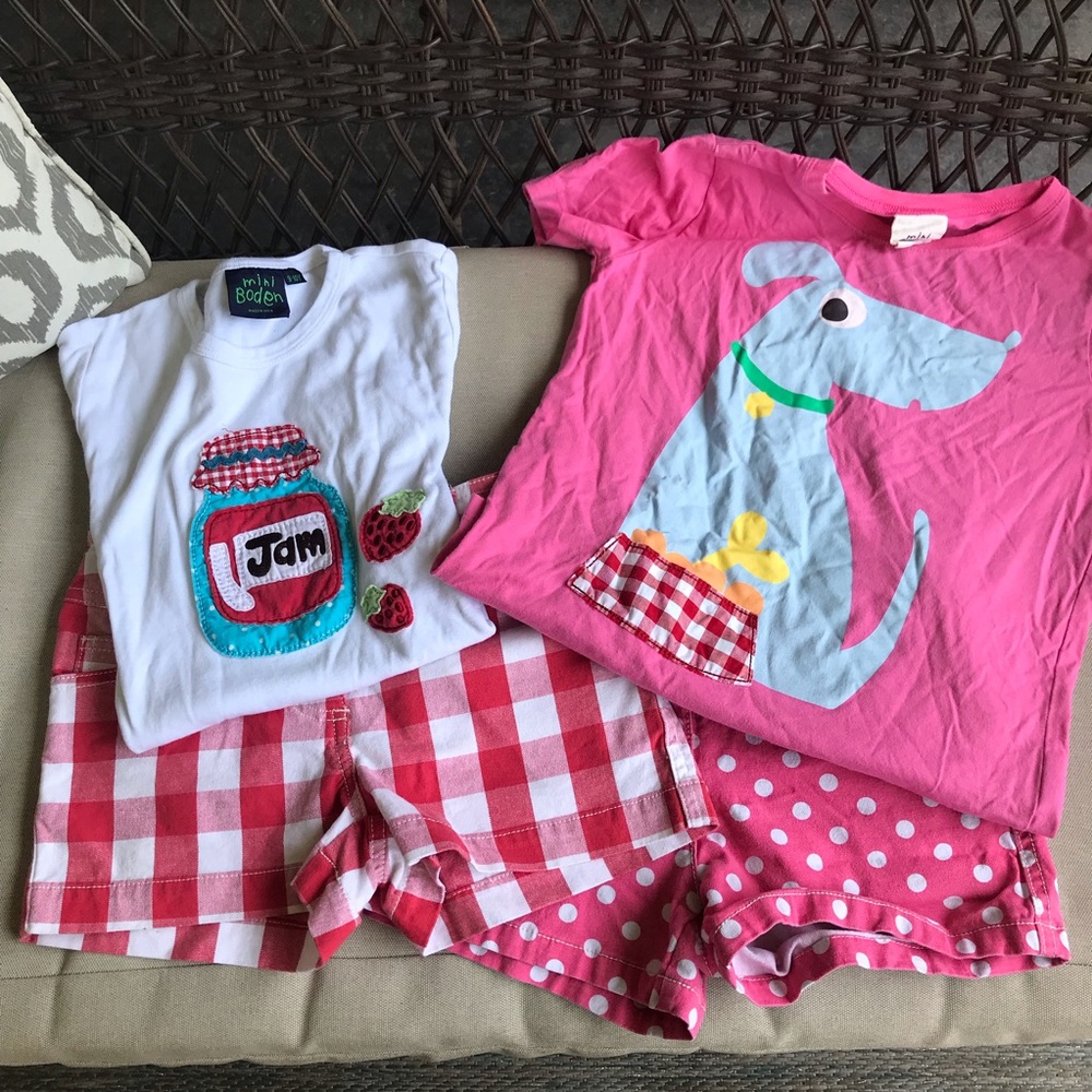Girls Mini Boden shorts tee bundle lot 9-10 years